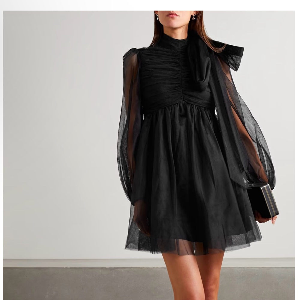 ZIMMERMANN -bow gathered tulle mini dress